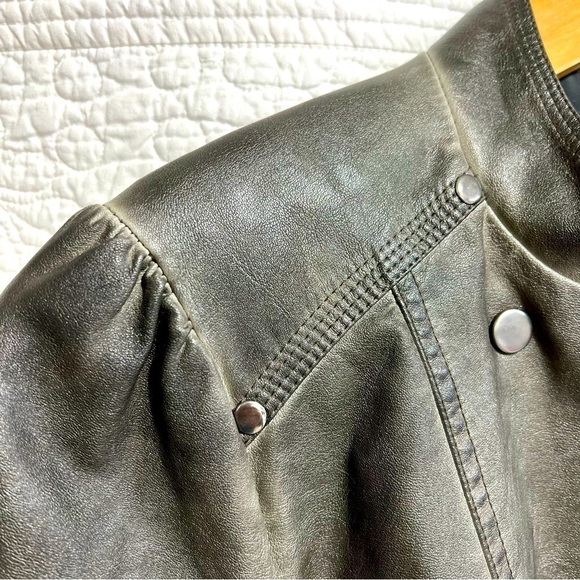 BLU PEPPER Moto Faux Leather Jacket Grey, Size Small - Picture 5 of 16